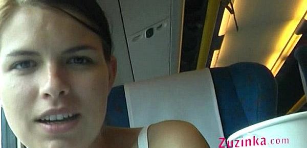  Naked pussy in a crowded train - dildo playing